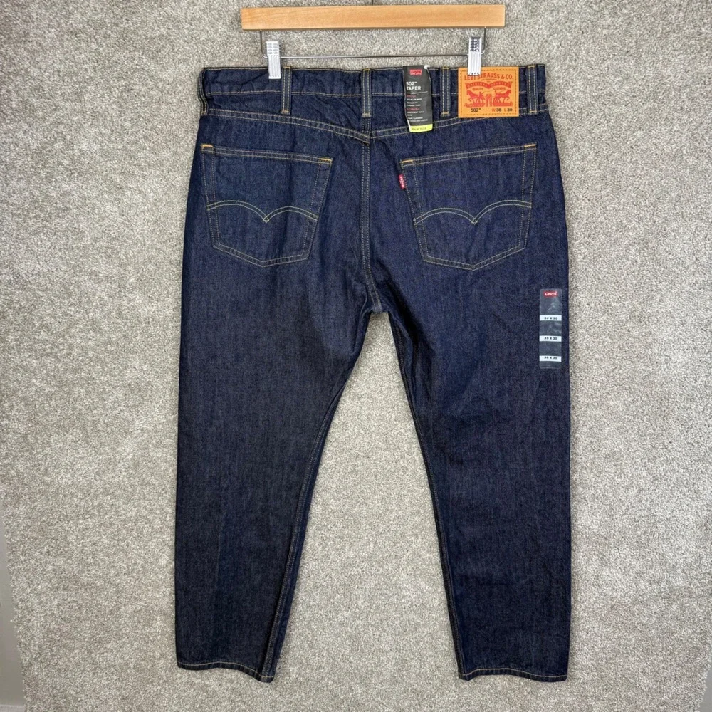 Levis 502 Taper Mens Jeans 38x29 Indigo Blue Flex Stretch Denim 29507-0001 NEW
